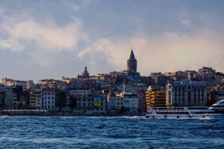 Istanbul skyline with Hagia Sophia and Bosphorus at sunset