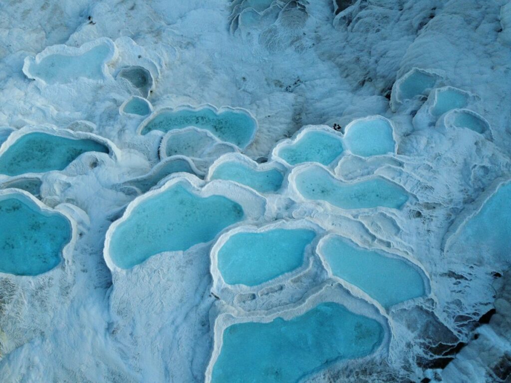 Pamukkale white calcium travertines