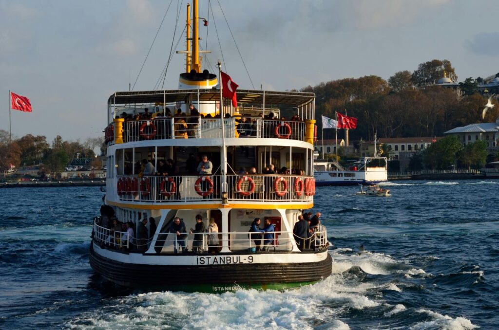 Public ferry crossing the Bosphorus in Istanbul