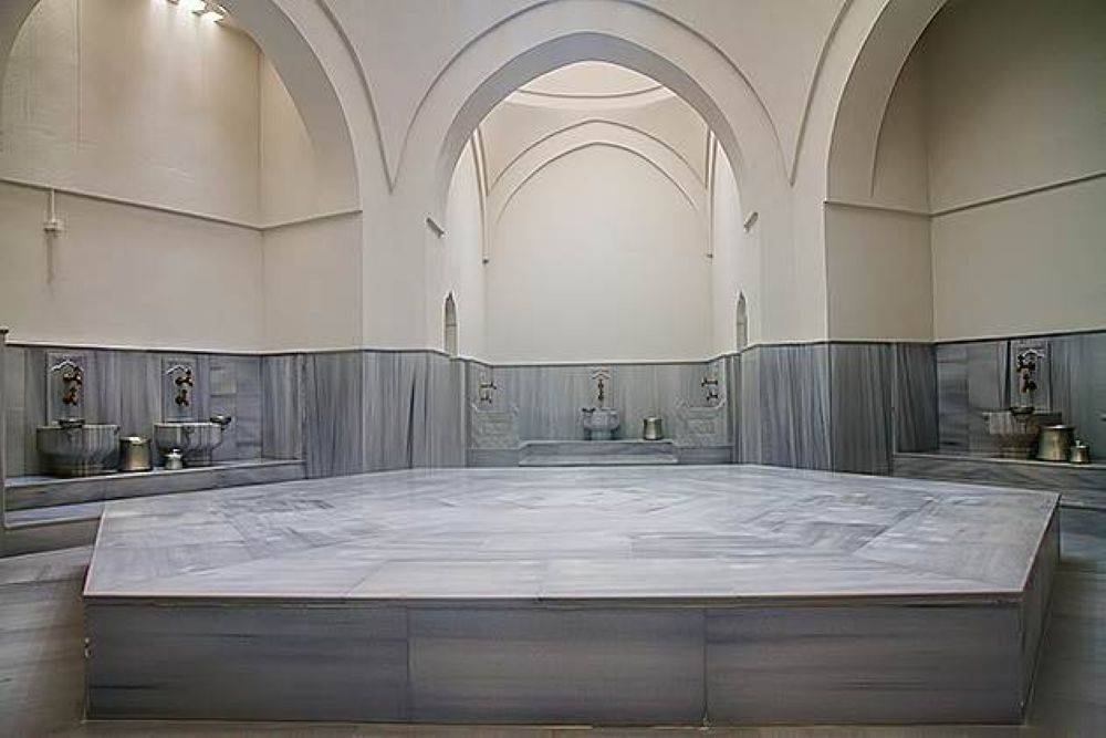 Elegant marble interior of Kilic Ali Pasa Hammam in Istanbul