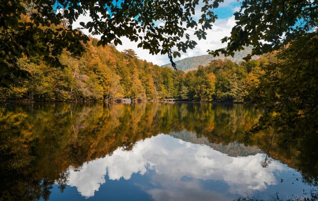 Autumn colors and forest lakes in Yedigoller National Park, Turkey
