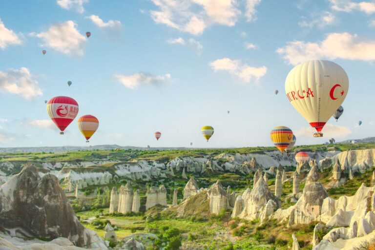 Hot Air Balloon over unique landscape of Cappadocia