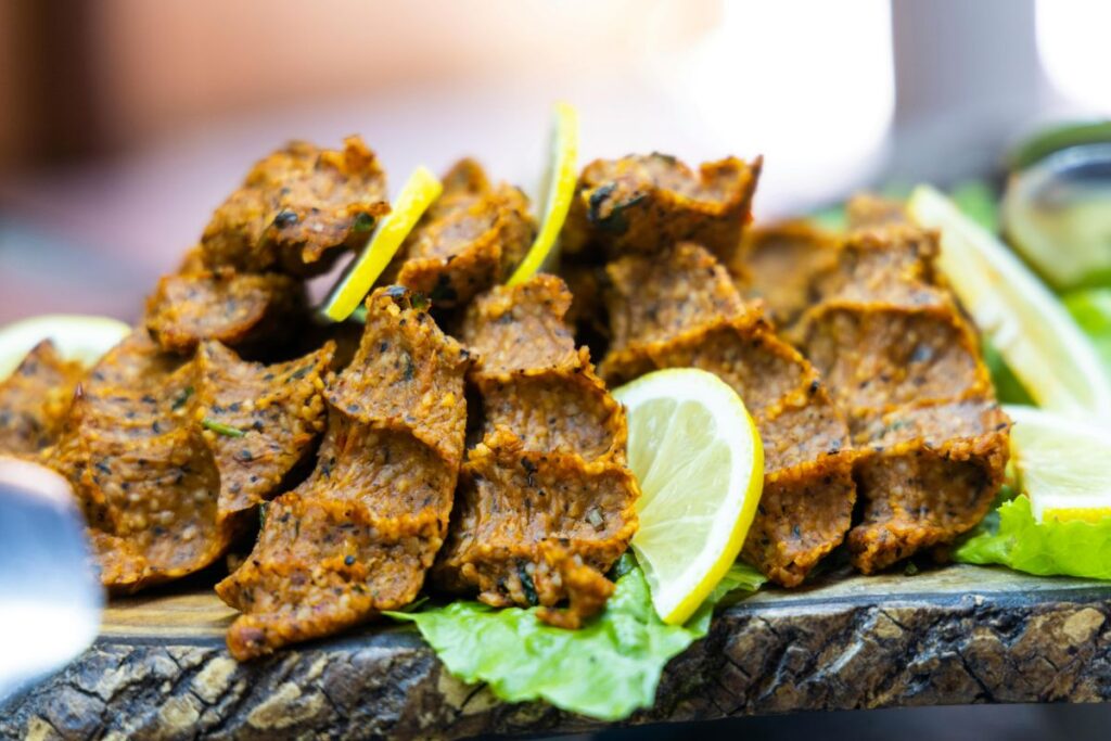 Traditional cig kofte served as Turkish street food