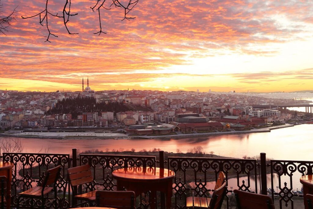 Golden Horn sunset view from Pierre Loti Hill in Istanbul