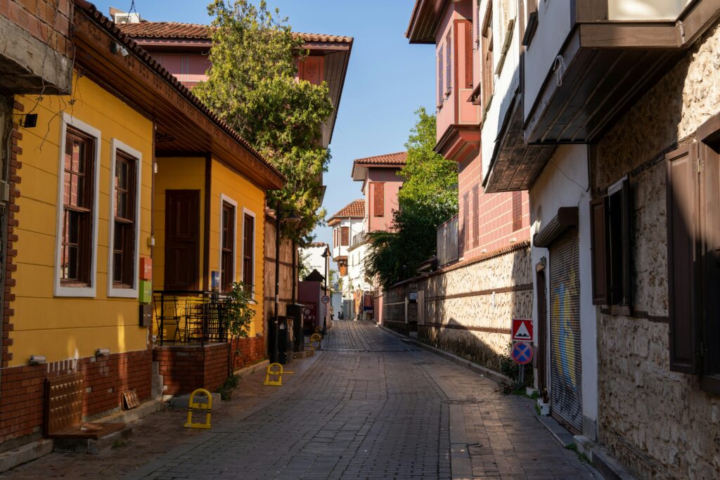 Traditional houses and narrow streets in Kaleici Antalya