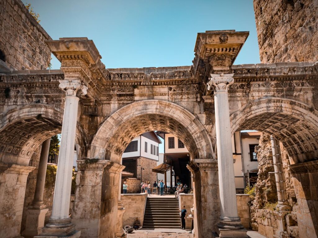Hadrian's Gate Roman monument in Antalya Turkey
