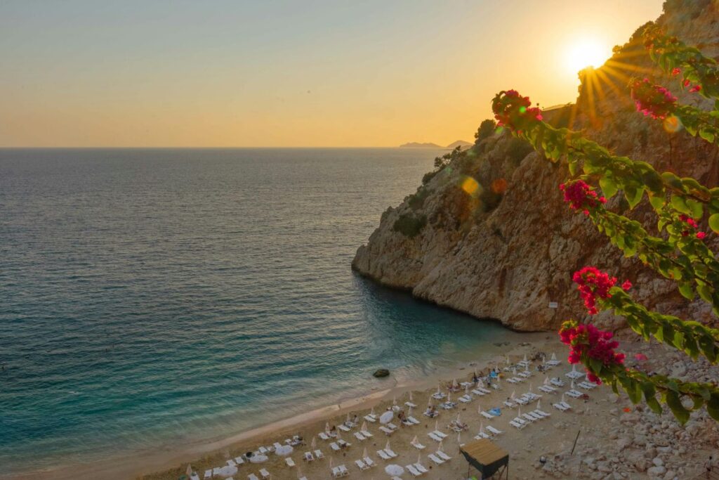 Kaputas Beach between Kas and Kalkan with turquoise water and golden sand