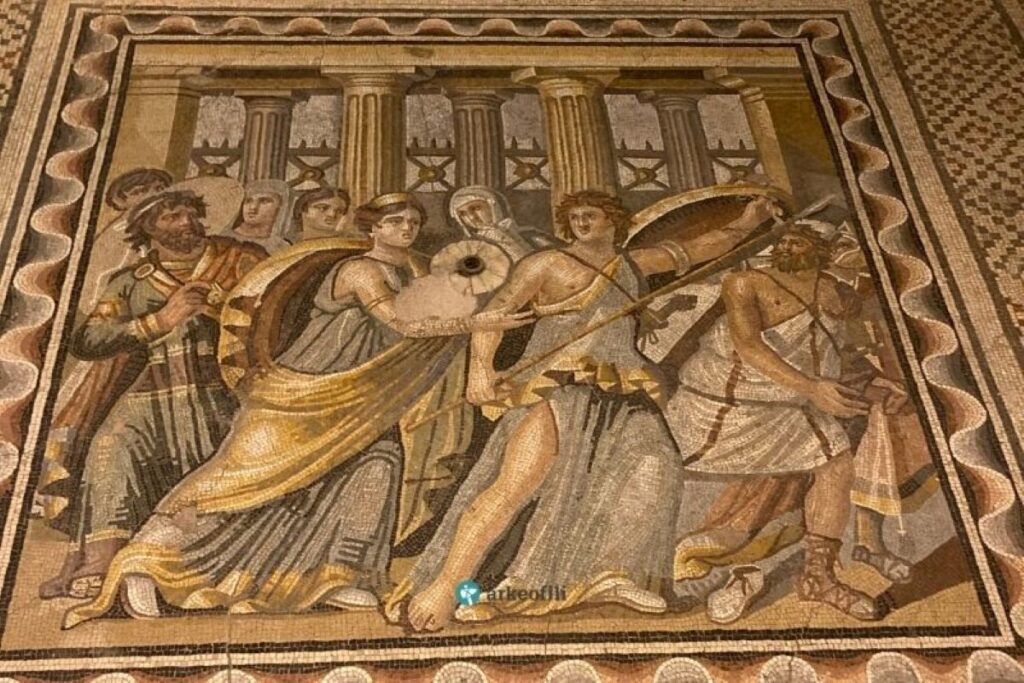 Roman mosaics displayed at Zeugma Mosaic Museum in Gaziantep